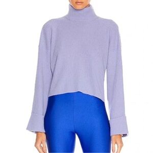 THE ANDAMANE Hanya Cropped Turtleneck Sweater Wool Medium Purple